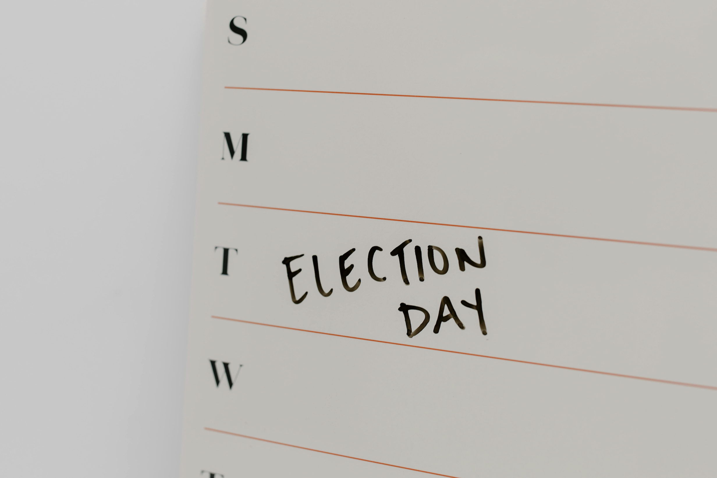 Notebook with the words 'Election Day' written on the page.